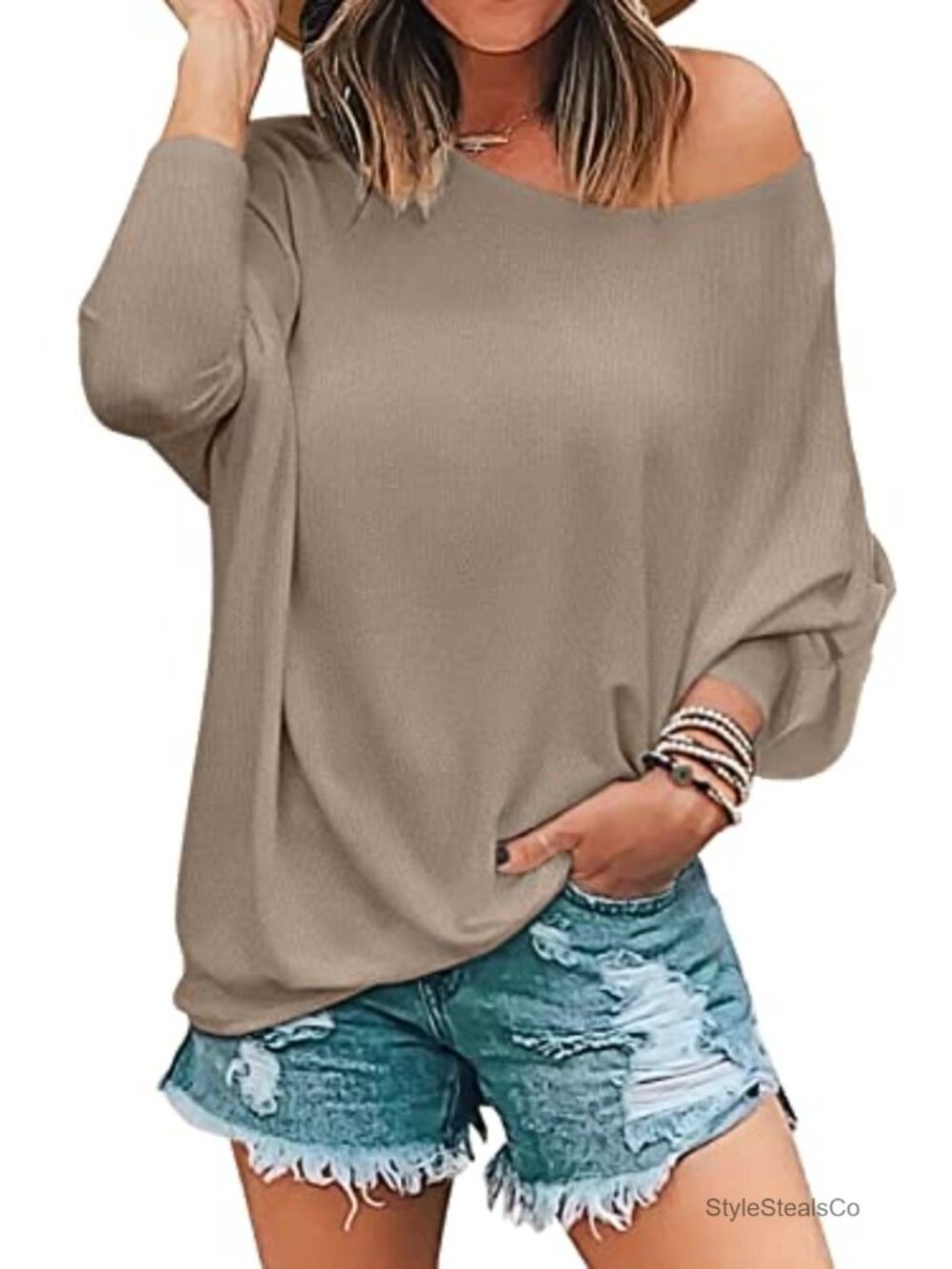 Women's Long Sleeve Batwing Dolman T-Shirt Blouse Loose Fit